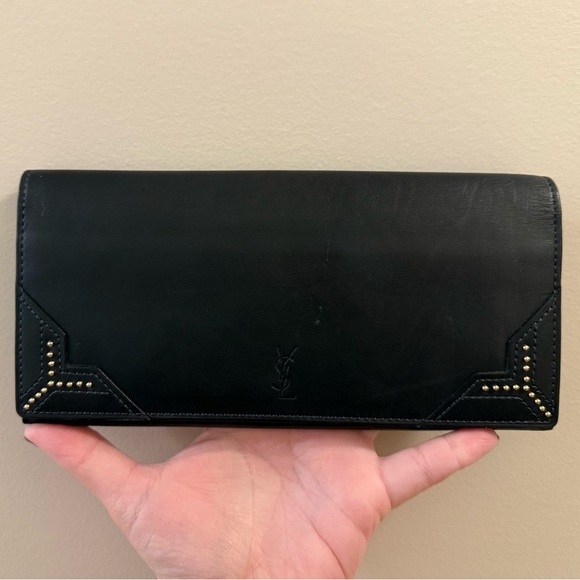 Yves Saint Laurent Handbags - Yves Saint Laurent Black Leather Long Wallet